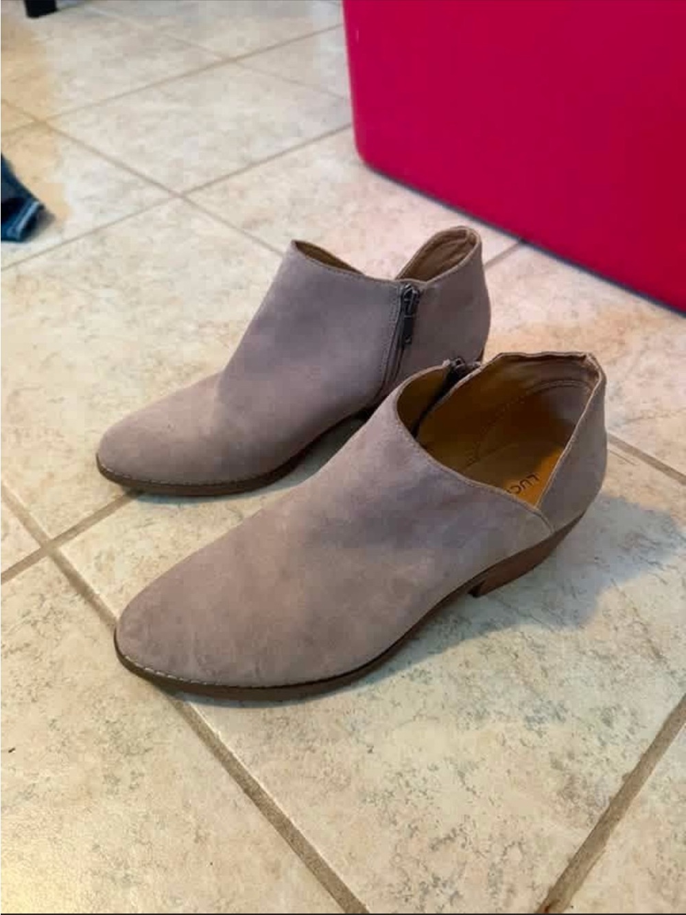 Women’s Taupe Suede Low Ankle Boots